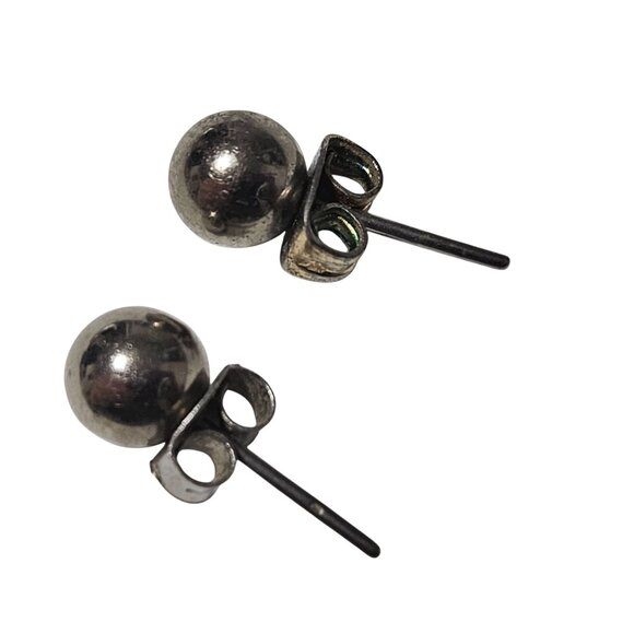 Elegant Silver Ball Stud Earrings Classic Minimalist Fashion Jewelry Women - Picture 2 of 3